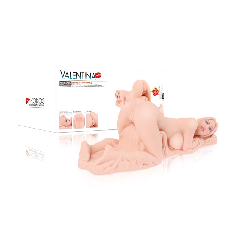 Masturbator Valentina Body von hinten aus Silikon und Verpackung